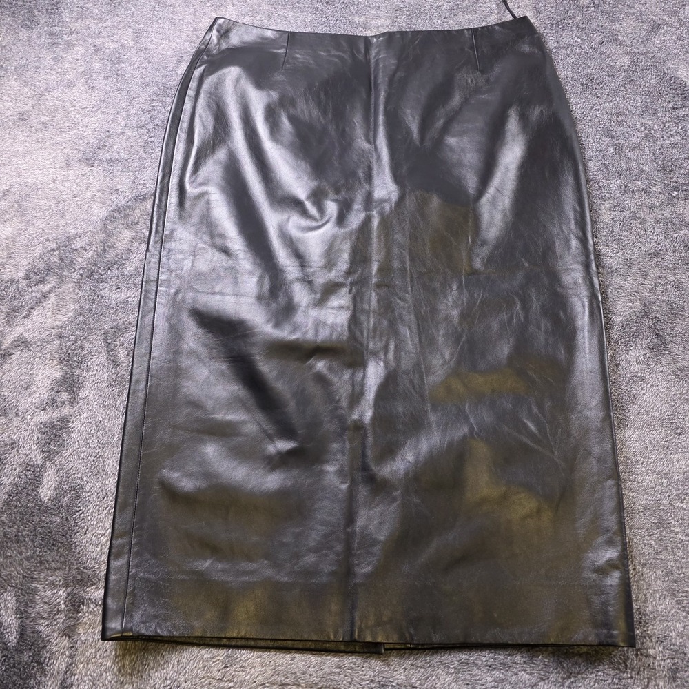 Ralph Lauren Purple Label Curran Nappa Leather Skirt Womens 12 Lambskin $2290